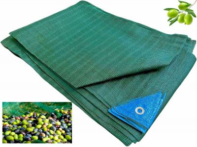 Telo Anti spina Rete per raccolta Olive 6X10 mt 90 gr/mq con Apertura Colore Verde con Angoli Rinforzati