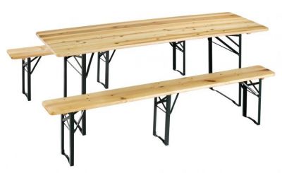Set birreria rettangolare in legno 70x12x220 con tavolo e panche